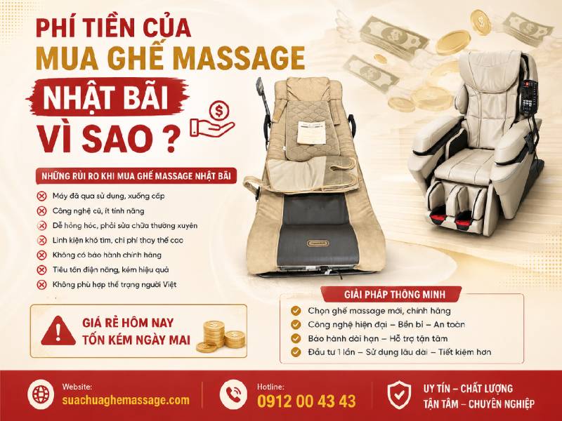Phí tiền của mua ghế massage Nhật Bãi vì sao